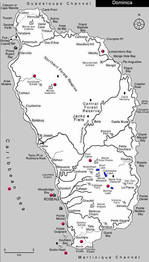A map of Dominica